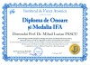 Diploma de onoare si Medalia IFA (Professor Doctor Mihail Lucian PASCU)