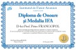 Diploma de onoare si Medalia IFA (Professor Petre FRANGOPOL)