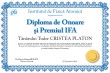 Diploma de onoare si Premiul IFA (Tudor CRISTEA PLATON)