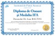 Diploma de onoare si Medalia IFA (Doctor Ioan BALTOG)