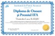 Diploma de onoare si Premiul IFA (Luca ILIESIU)