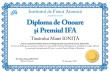 Diploma de onoare si Premiul IFA (Matei IONITA)
