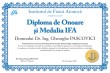 Diploma de onoare si Medalia IFA (Doctor of Engineering Gheorghe PASCOVICI)