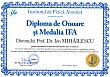 Diploma de onoare si Medalia IFA (Professor Doctor Ion MIHAILESCU)