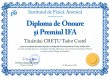 Diploma de onoare si Premiul IFA (Tudor Costel CRETU)