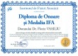 Diploma de onoare si Medalia IFA (Doctor Florin VASILIU)