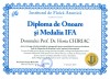 Diploma de onoare si Medalia IFA (Professor Doctor Horia CHIRIAC)