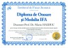 Diploma de onoare si Medalia IFA (Professor Doctor Maria HAIDUC)