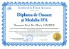Diploma de onoare si Medalia IFA (Professor Doctor Maria HAIDUC)